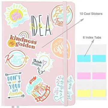 PEACHLULU Lined Journal Hardcover Notebook 5.7 x 8 Inches 100 GSM Thick Paper 2 Bookmarks (College Ruled, Pink)