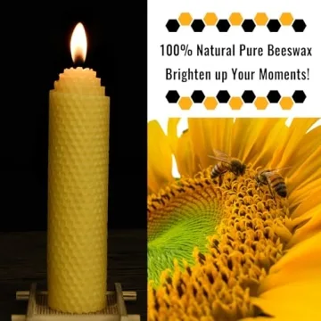 Beeswax Pillar Candles Set of 2 - Handmade Pure Beeswax Rolled Candles for Gift & Home Decor (1.5×6 in)