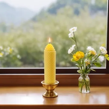 Beeswax Pillar Candles Set of 2 - Handmade Pure Beeswax Rolled Candles for Gift & Home Decor (1.5×6 in)