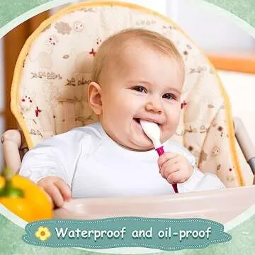 Jeyiour 6 Pack Long Sleeve Baby Bibs Mess Proof Bib Washable Feeding Bib Waterproof Smock Bib for Infant Toddler 6-24 Months(Simple Style)