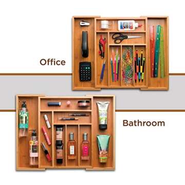 Silverware Organizer - Expandable Kitchen Drawer Organizer, Utensil Drawer Organizer, Cutlery Drawer Organizer for Kitchen Utensils, Silverware Drawer Organizer | 17" Long, Adjusts 13" to 22", 2" Deep