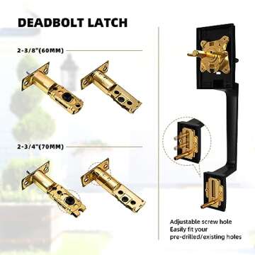 Azdele Front Door Handle and Deadbolt Set, Front Door Lock Set, Exterior Door Lock Set, Front Door H...