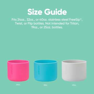 Owala Silicone Water Bottle Boot, Anti-Slip Protective Sleeve for Water Bottle, Protects FreeSip or Flip Stainless Steel Water Bottles, 24 Oz, Blue