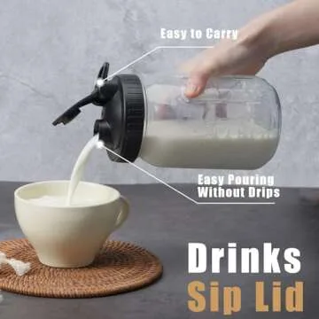 FyndraX Pour Spout Lids for Ball Wide Mouth Mason Jars, Airtight Canning Jar Flip Cap Top Lid for Dr...