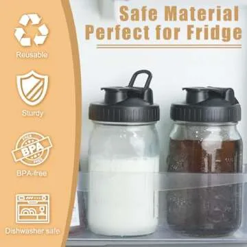 FyndraX Pour Spout Lids for Ball Wide Mouth Mason Jars, Airtight Canning Jar Flip Cap Top Lid for Drinking, Salad, Dressing Pouring, Leak-Proof, Pack of 8