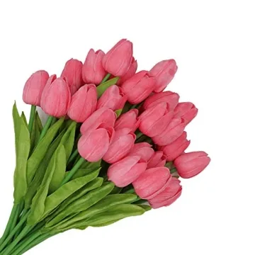 Crafare 27PC Pink Artificial Tulips for Home Decor