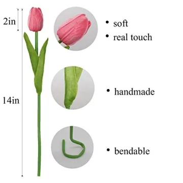 Crafare 27PC Pink Artificial Tulips for Home Decor