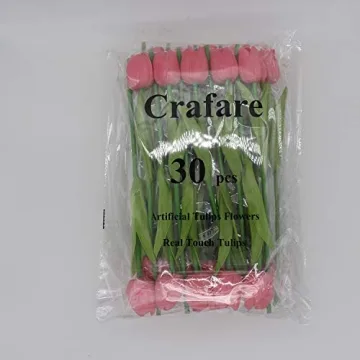 Crafare 27PC Pink Artificial Tulips for Home Decor