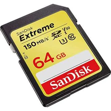 SanDisk 64GB SDXC SD Extreme Memory Card Works with Canon EOS 77D, 80D, 70D, 6D, 60D Digital DSLR Camera 4K V30 U3 (SDSDXVE-064G-GNCIN) Bundle with (1) Everything But Stromboli Combo Card Reader