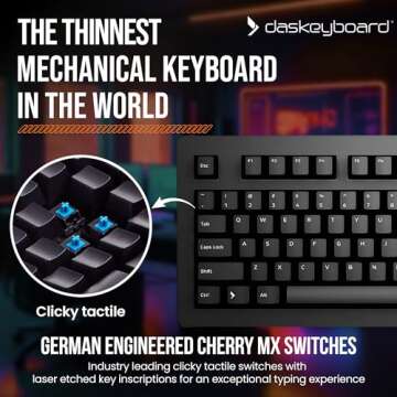 Das Keyboard 4 Professional Wired Mechanical Keyboard with Cherry MX Blue Switches