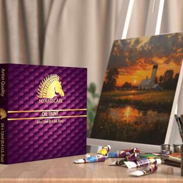 MyArtscape Oil Paint Set - 12ml x 24 Tubes - Lightfast - Heavy Body - Oil-based Colors - Great Pigme...