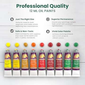 MyArtscape Professional Oil Paint Set - 24 Vibrant Tubes