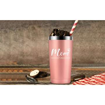 New Mom Gift: 20oz Insulated Cup for Expecting Moms - Rose Gold