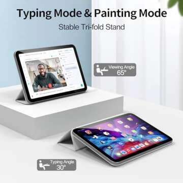 kenke Case for iPad Pro 11 Inch 4th/3rd/2nd/1st Generation (2022/2021/2020/2018 Model), Rebound Magnetic Slim Trifold Stand Smart Cover, Support 2nd Gen Pencil Charging, Auto Sleep/Wake, Gray