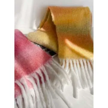 OUNIYA Chunky Plaid Colorful Scarf Large Checked Oversized Scarves Checkered Tartan Cashmere Thick Big Shawl Winter Warm Blanket (black & white)