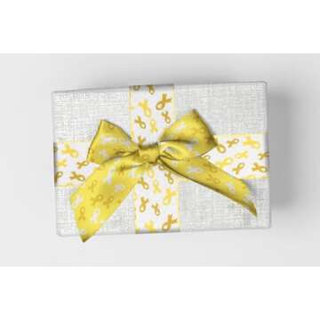 Habbiful 2 Rolls 10 Yards Childhood Cancer Awareness Ribbon for Crafts Wreath Bows Wrapping Yellow Awareness Wired Edge Ribbon Yellow Cancer Ribbon for Charity Party Public Activities Decoration