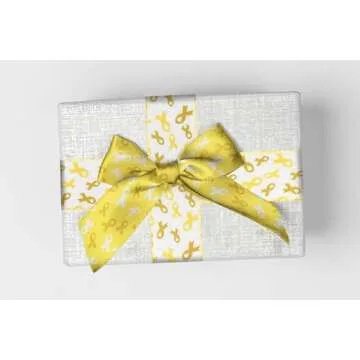 Habbiful 2 Rolls 10 Yards Childhood Cancer Awareness Ribbon for Crafts Wreath Bows Wrapping Yellow Awareness Wired Edge Ribbon Yellow Cancer Ribbon for Charity Party Public Activities Decoration