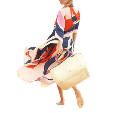 Bsubseach Kaftan Dresses for Women Ethnic Print Beach Dress Summer Swimsuit Cover Ups Tie Dye Long K...