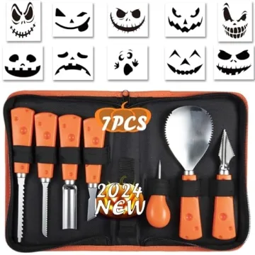 ENVEL Halloween Pumpkin Carving Kit - 7 Pro Stainless Steel Tools for Perfect Designs