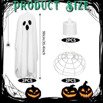 Halloween Decorations Hanging Ghost, 2PCS Halloween Light up Ghost Decorations Outdoor Indoor, Large...