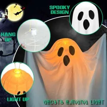 Spooky Halloween Hanging Ghosts with LED Lights for Party