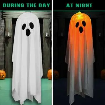 Spooky Halloween Hanging Ghosts with LED Lights for Party