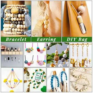 500pcs Natural Wooden Beads for Crafts,GACUYI 7 Sizes Unfinished Round Wood Beads Bulk 6mm,8mm,10mm, 12mm,14mm,16mm, 20mm Beads for Garland Macrame Jewelry Making,Home Decor, DIY Crafting