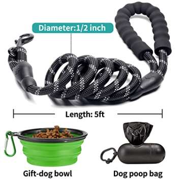 COOYOO Heavy Duty Dog Leash Pack with Collapsible Bowl