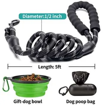 COOYOO Heavy Duty Dog Leash Pack with Collapsible Bowl