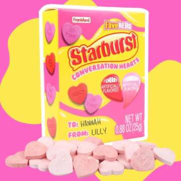 Starbursts Conversation Hearts, Classic Valentine's Day Candy, .88 Ounces Each (Pack of 4)