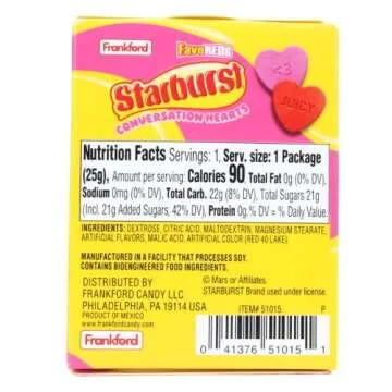 Starbursts Conversation Hearts, Classic Valentine's Day Candy, .88 Ounces Each (Pack of 4)