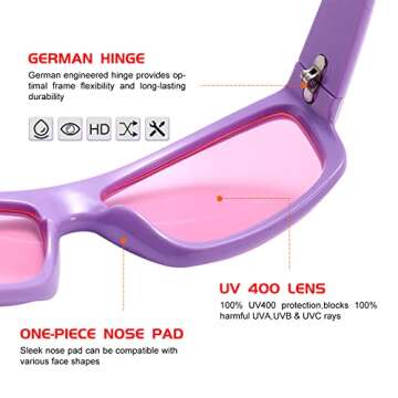 GUVIVI Rectangle Retro Sunglasses for Women Fashion GEN Z Wrap Around Sunglasses Shades Sun Glasses Eyeglasses Purple
