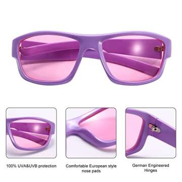 GUVIVI Rectangle Retro Sunglasses for Women Fashion GEN Z Wrap Around Sunglasses Shades Sun Glasses Eyeglasses Purple