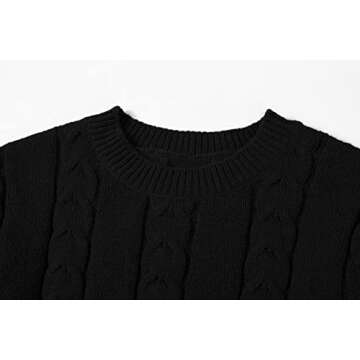 CHARTOU Women's Winter Chunky Cable Knit Long Skirt 2 Piece Outfit Sweater Sets (Large, Black)