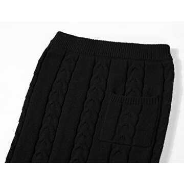 CHARTOU Women's Winter Chunky Cable Knit Long Skirt 2 Piece Outfit Sweater Sets (Large, Black)