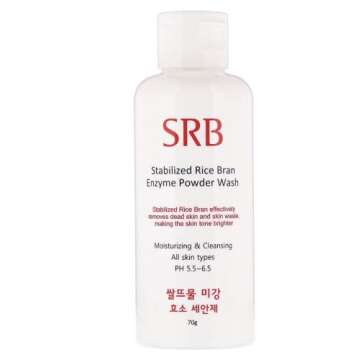 Korean Beauty SRB Rice Bran Enzyme Powder Face Wash 70g, Moisturizing & cleansing all skin types PH 5.5~6.5