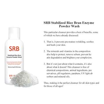 Korean Beauty SRB Rice Bran Enzyme Powder Face Wash 70g, Moisturizing & cleansing all skin types PH 5.5~6.5