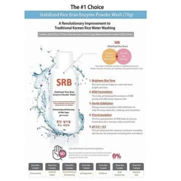 Korean Beauty SRB Rice Bran Enzyme Powder Face Wash 70g, Moisturizing & cleansing all skin types PH 5.5~6.5