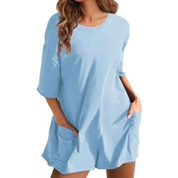 Yeokou Women's Oversized Athletic Romper with Pockets