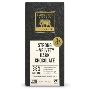 Endangered Species Dark Chocolate Bar 88% Cocoa - Premium Treat