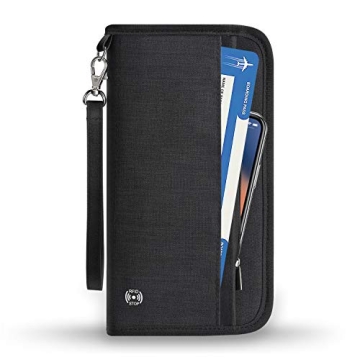 Vemingo Family Passport Holder RFID-Blocking Travel Wallet Ticket Holder Document Organizer with Zip...