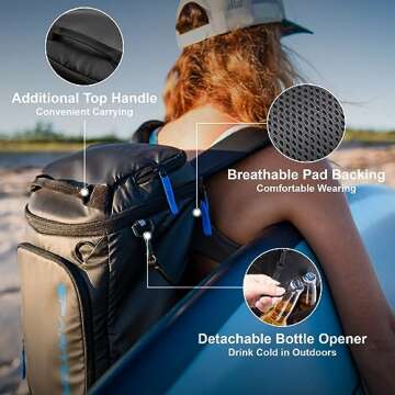 SPARTER Backpack Cooler Insulated Leak Proof 30 Cans, 2 Insulated Compartments Thermal Bag, Portable Lightweight Beach Travel Camping Lunch Backpack for Men and Women