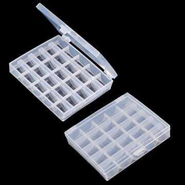 Bobbin Box,Machine Bobbin Organizer Plastic Case,Transparent 25 Slots Empty Bobbins Spools Box，Sewing Craft Plastic Case Storage Box for Sewing Machine (2-Pack)