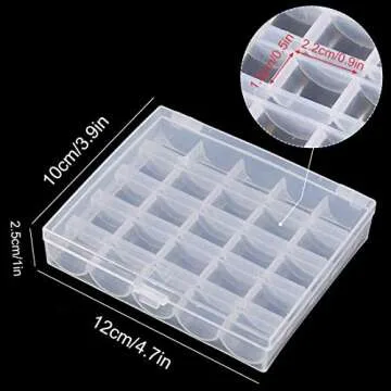 Bobbin Box,Machine Bobbin Organizer Plastic Case,Transparent 25 Slots Empty Bobbins Spools Box，Sewing Craft Plastic Case Storage Box for Sewing Machine (2-Pack)