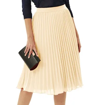 Pleated Chiffon Midi A-Line Skirt - Grace Karin