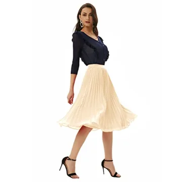 Pleated Chiffon Midi A-Line Skirt - Grace Karin