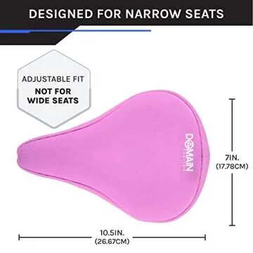 Domain Cycling Gel Bike Seat Cushion- Secure Peloton Fit for Smooth Stable Rides- Non-Slip Bicycle Seat Cushion for Exercise Bikes, Padded Bike Cushion Seat Cover for Men or Women Comfort (Pink)