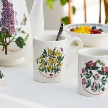 Portmeirion Botanic Garden 12oz Tankard Mug (Set of 6) - Multipurpose Floral Drinkware Collection, Durable Earthenware Tableware - Dishwasher, Microwave, Freezer, Oven Safe - Made in England