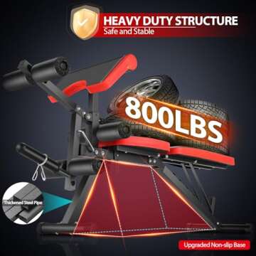 OPPSDECOR Adjustable Weight Bench with Leg Extension and Leg Curl, 800 LBS Heavy Duty Workout Bench for Home Gym, Preacher Curl Bench with Wheels, Flat Incline Decline Sit Up Bench, Exercise Bench for Full Body Workout