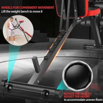 OPPSDECOR Adjustable Weight Bench with Leg Extension and Leg Curl, 800 LBS Heavy Duty Workout Bench for Home Gym, Preacher Curl Bench with Wheels, Flat Incline Decline Sit Up Bench, Exercise Bench for Full Body Workout